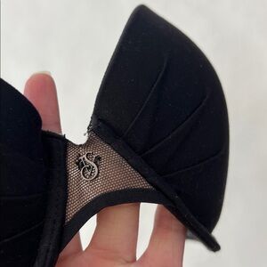 Victoria's Secret Black Satin Lined Convertible Demi Bra w Mesh 32C